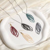 Picture of Iron Based Alloy Filigree Stamping Pendants Multicolor Leaf Hollow 5cm x 2.1cm