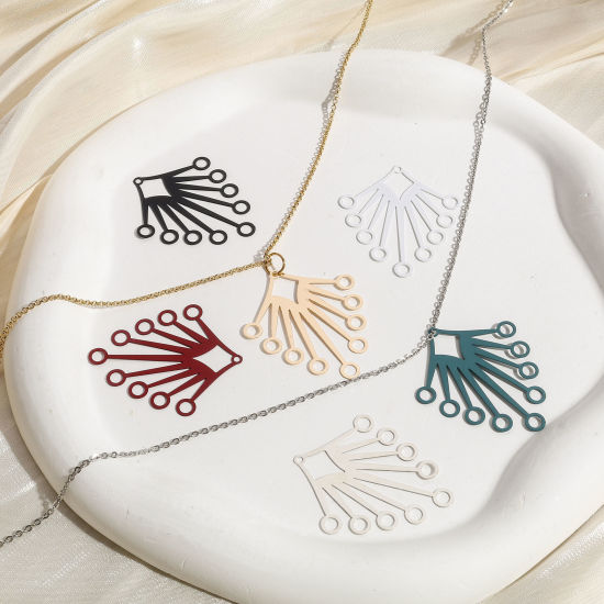 Imagen de Hierro Filigrana Estampación Colgantes Multicolor Diamond Rayos de Sol Hueco 4.1cm x 3.1cm, 10 Unidades