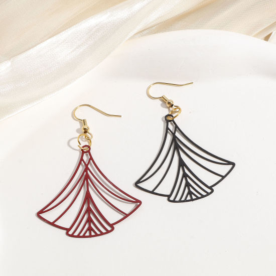 Image de Pendentifs Estampe en Filigrane en Alliage de Fer Multicolore Eventail Creux 4cm x 3.8cm, 10 Pcs