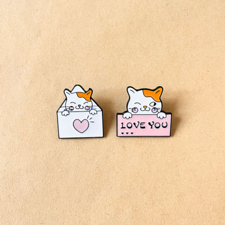 Broche Epingle Style Japonais Chat Enveloppe Multicolore Émail 1 Pièce