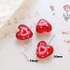 Picture of Lampwork Glass Valentine's Day Beads For DIY Jewelry Making Heart Red Dot Handmade About 20mm x 19mm