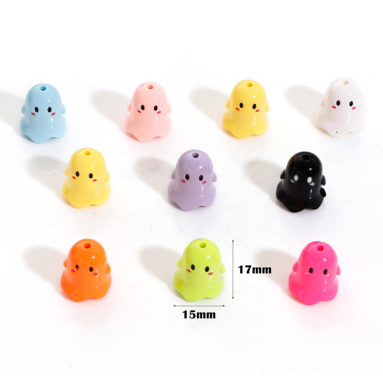 Bild von Acryl Perlen für die DIY-Schmuckherstellung Bunt Halloween Elfe Spritzlackierung ca. 17mm x 15mm, Loch:ca. 1.8mm, 5 Stück
