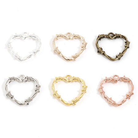 Bild von 20 Stück Zinklegierung Valentinstag Bunt Herz Dornen Hohl 24mm x 24mm