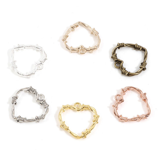 Immagine di 20 Pz Lega di Zinco San Valentino Multicolore Cuore Spine Filigrana 24mm x 24mm