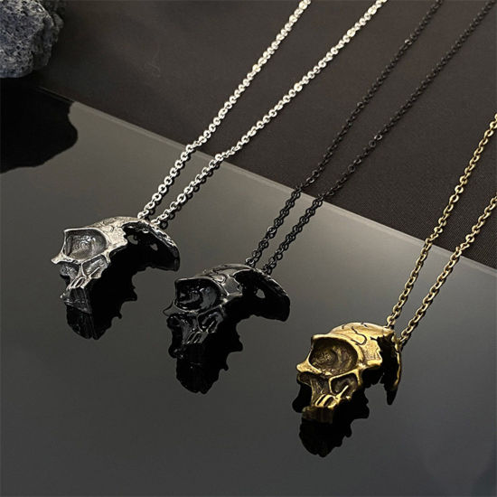 Picture of Gothic Pendant Necklace Multicolor Halloween Skeleton Skull