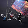 Image de Collier à Pendentif Gothique Argent Vieilli Chauve-souris Halloween à Strass Coloré 1 Pièce