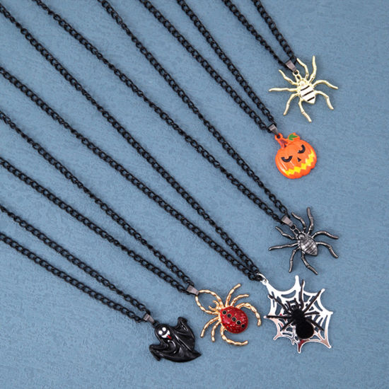 Picture of Punk Pendant Necklace Multicolor Halloween Cobweb Halloween Spider