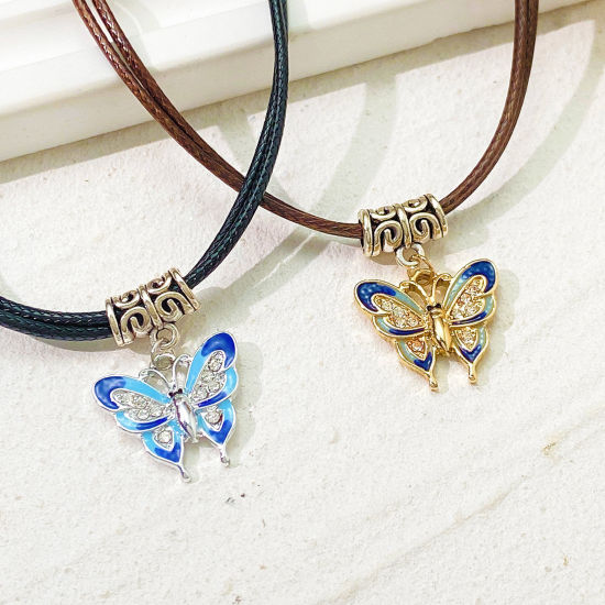 Picture of Insect Pendant Necklace Multicolor Butterfly Animal Clear Rhinestone