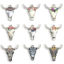Picture of Zinc Based Alloy Boho Chic Bohemia Charms Silver Tone Multicolor Bull Head/ Cow Head Enamel 22mm x 21mm