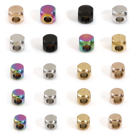 304 Stainless Steel Beads For DIY Jewelry Making Cube