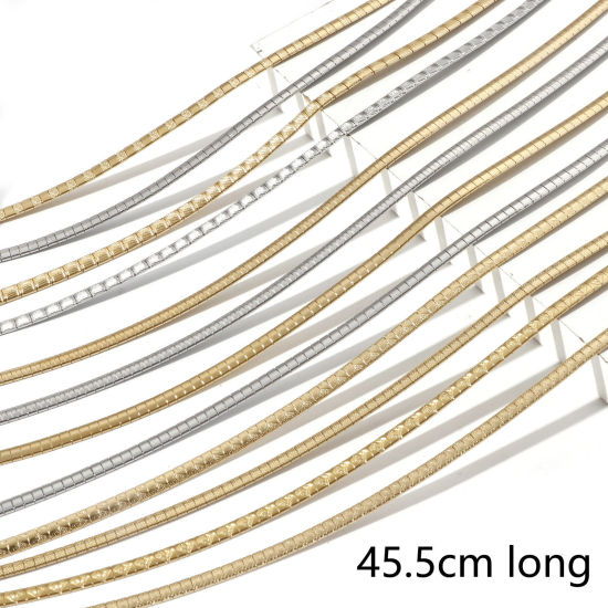 Picture of 304 Stainless Steel Omega Chain Collar Neck Ring Necklace 45.5cm(17 7/8") long