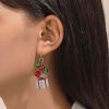Imagen de Elegante Pendientes Chapado en Oro Bastón de Caramelo de Navidad Campana 1 Par