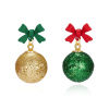 Picture of Resin Christmas Asymmetric Earrings Multicolor Ball Bowknot Glitter