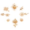 Imagen de Latón Colgantes Charms Flor 18K Oro Real Chapado Estrella Claro Circón Artificial 2 Unidades