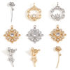 Picture of Brass Charms Real Gold Plated Flower Clear Cubic Zirconia