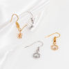 Picture of Brass Charms Real Gold Plated Flower Clear Cubic Zirconia