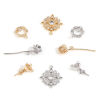 Picture of Brass Charms Real Gold Plated Flower Clear Cubic Zirconia