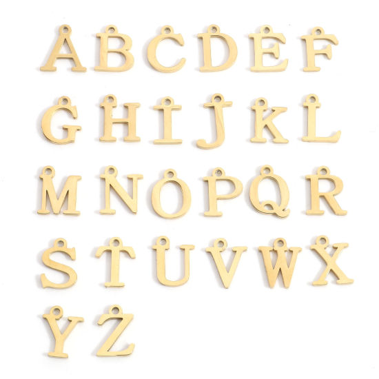 Изображение 304 Нержавеющая Сталь Подвески Буква Позолоченный Сообщение“ A-Z ” 3 ШТ