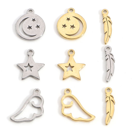 Picture of 201 Stainless Steel Charms Star Wing Hollow