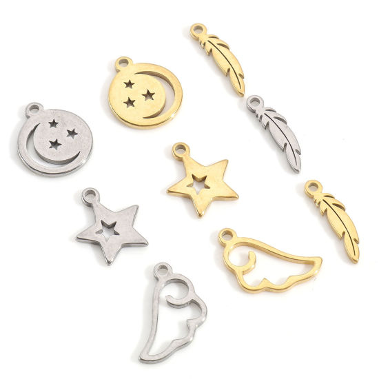 Picture of 201 Stainless Steel Charms Star Wing Hollow