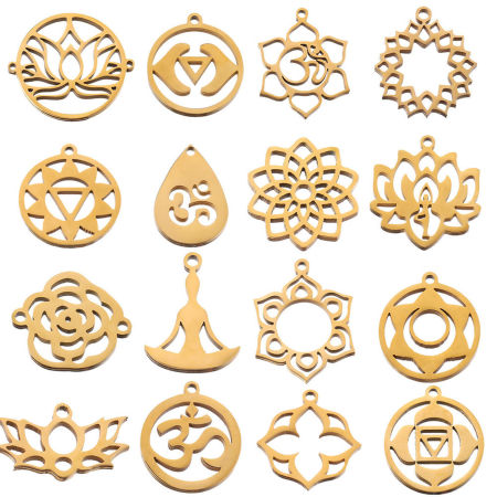 304 Stainless Steel Religious Charms Yoga Hollow