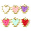 Picture of Brass Valentine's Day Charms 18K Real Gold Plated Multicolor Pearlized Heart Enamel 19mm x 18mm