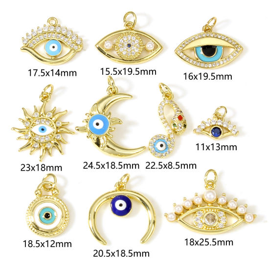 Picture of Brass Charms 18K Real Gold Plated Evil Eye