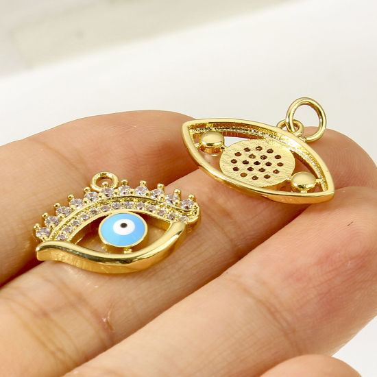 Picture of Brass Charms 18K Real Gold Plated Evil Eye