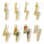 Picture of Brass Weather Collection Charms 18K Real Gold Plated Lightning Micro Pave