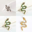 Picture of Gothic Pin Brooches Snake Animal Gold Plated Multicolor Clear Rhinestone