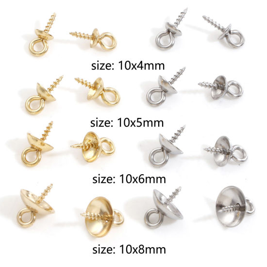 Picture of 304 Stainless Steel Pearl Pendant Connector Bail Pin Cap