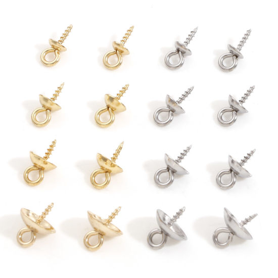 Picture of 304 Stainless Steel Pearl Pendant Connector Bail Pin Cap