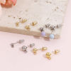 Picture of 304 Stainless Steel Ear Post Stud Earring With Loop Connector Accessories Round With Stoppers