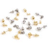 Picture of 304 Stainless Steel Ear Post Stud Earring With Loop Connector Accessories Round With Stoppers