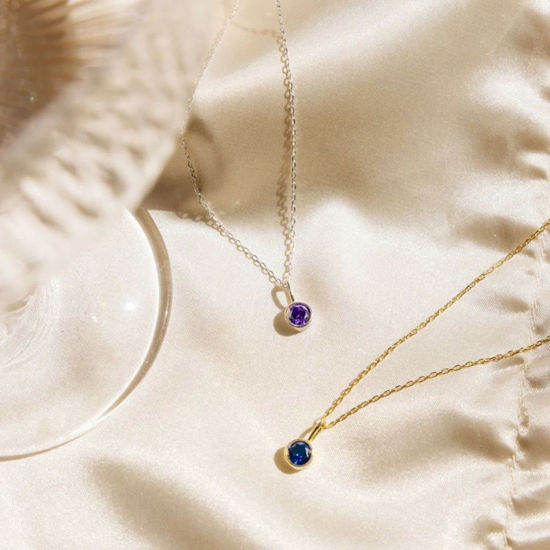 Image de Colliers Chaîne Maille Forçat en 316 Acier Inoxydable Pierres de Naissance Rond à Strass Coloré 42cm Long, 1 Pièce