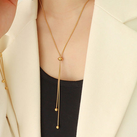 316 Stainless Steel Snake Chain Adjustable Slider/ Slide Bolo Necklace 65cm(25 5/8") long