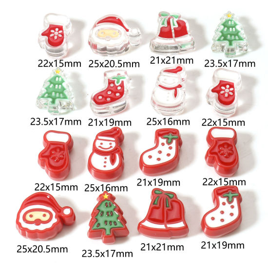 Bild von Acryl Perlen für die DIY-Schmuckherstellung Bunt Weihnachten Weihnachtsmann Weihnachten Weihnachtsbaum Emaille Loch:ca. 3.2mm, 10 Stück
