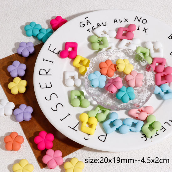 Image de Perles pour DIY Fabrication de Bijoux en Acrylique Couleur Mélangée Au Hasard Nœuds Papillon Fleurs Imitation de Gomme 10 Pcs