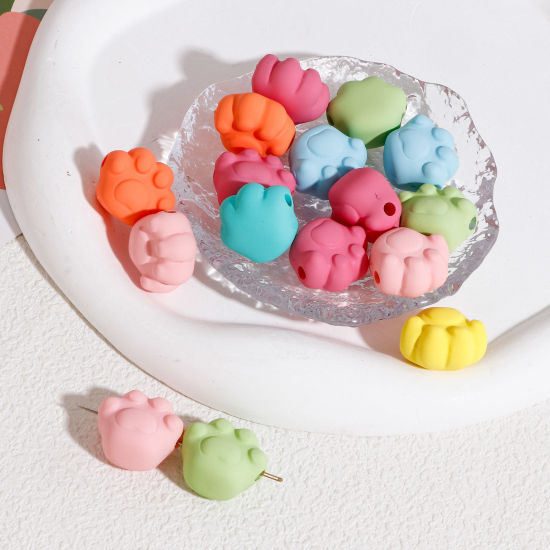 Image de Perles pour DIY Fabrication de Bijoux en Acrylique Couleur Mélangée Au Hasard Nœuds Papillon Fleurs Imitation de Gomme 10 Pcs