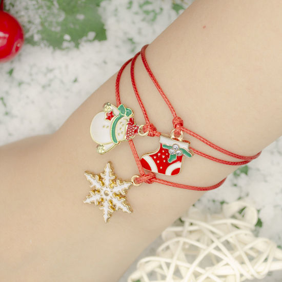 Picture of Waved String Braided Friendship Bracelets Multicolor Christmas Adjustable 1 Piece