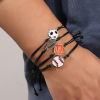 Imagen de Deporte Pulseras de la Amistad Ola Negro Fútbol Baloncesto Ajustable 1 Unidad