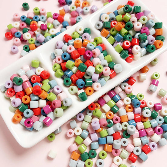 Picture of Acrylic Beads For DIY Jewelry Making Multicolor Opaque Round About 6mm x 5mm