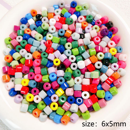 Picture of Acrylic Beads For DIY Jewelry Making Multicolor Opaque Round About 6mm x 5mm