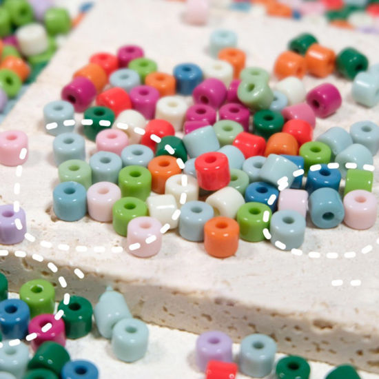 Picture of Acrylic Beads For DIY Jewelry Making Multicolor Opaque Round About 6mm x 5mm