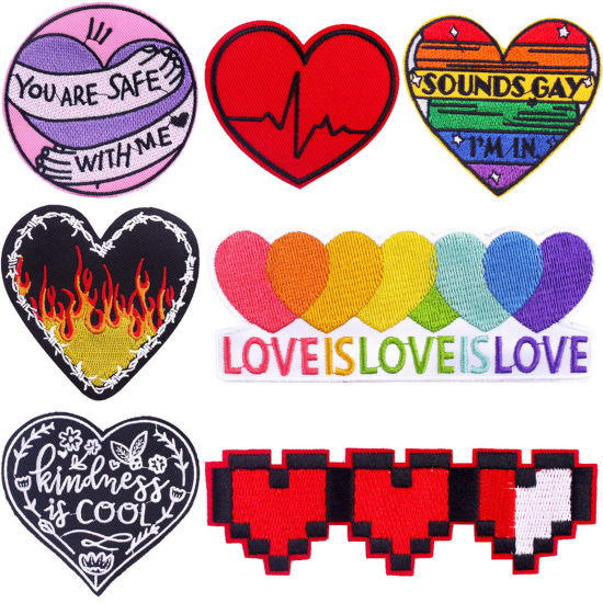 Immagine di Poliestere San Valentino Rattoppo (Con la colla posteriore) DIY Scrapbooking Craft Multicolore Cuore 2 Pz