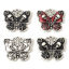 Picture of Zinc Based Alloy Halloween Charms Antique Silver Color Butterfly Animal Skull Enamel 23mm x 21mm