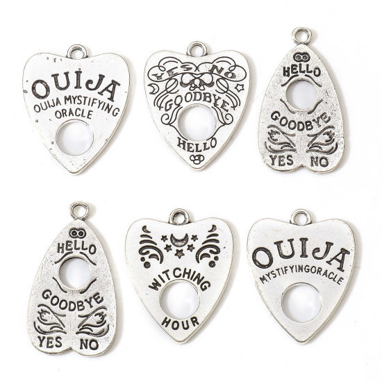Picture of Zinc Based Alloy Charms Antique Silver Color Ouija Board Heart