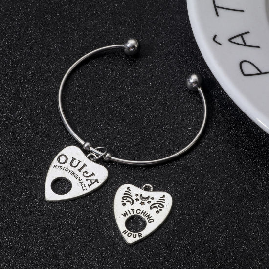 Picture of Zinc Based Alloy Charms Antique Silver Color Ouija Board Heart