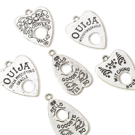 Picture of Zinc Based Alloy Charms Antique Silver Color Ouija Board Heart
