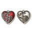 Picture of Zinc Based Alloy Charms Antique Silver Color Heart Flower Vine 23mm x 20.5mm